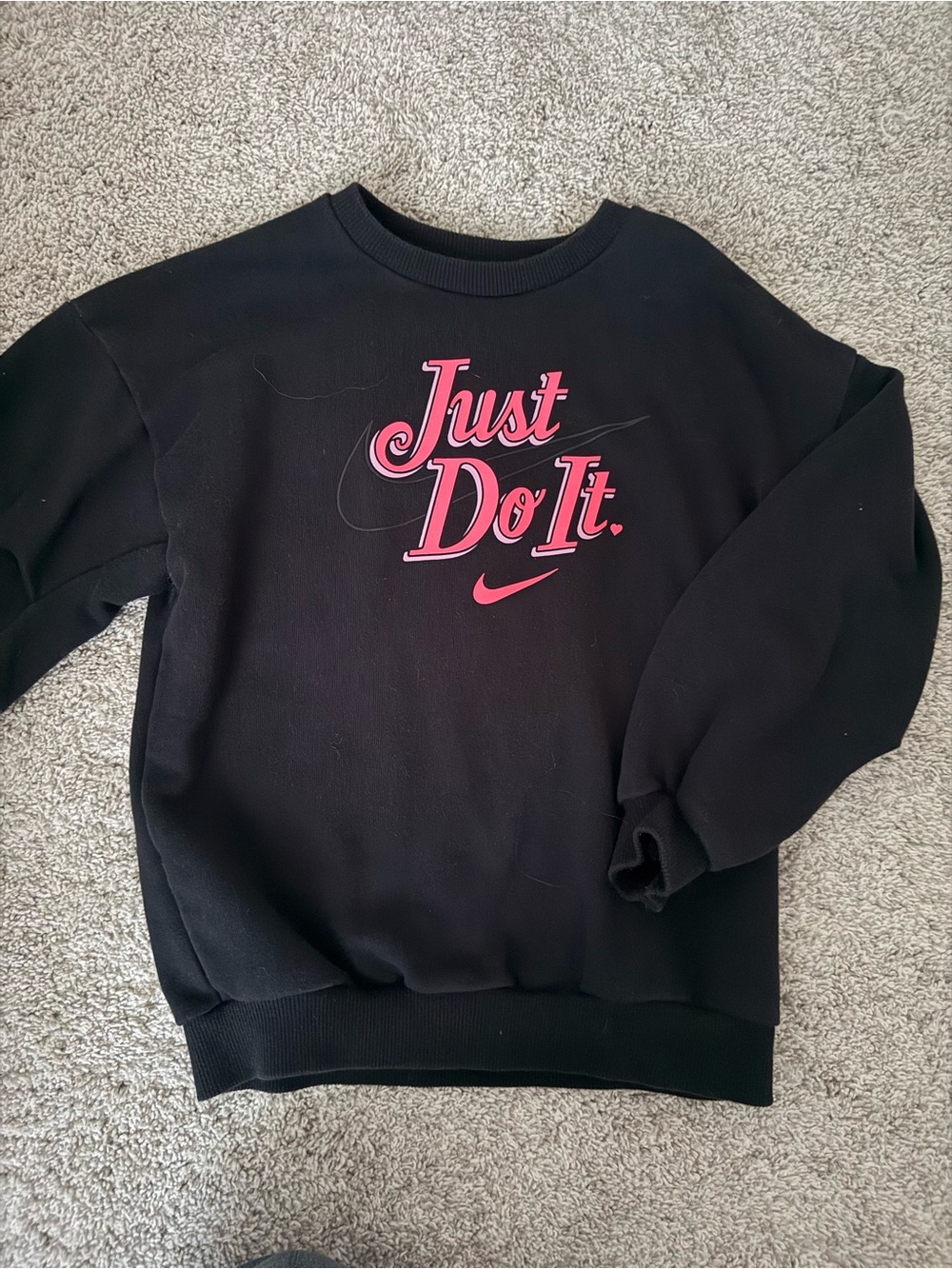 Nike Black Crewneck Sweatshirt with Pink 'Just Do It' Script